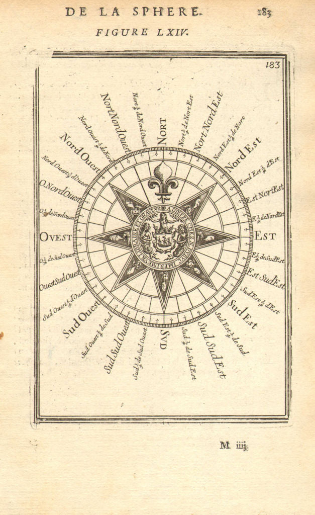 NAVIGATION. Mariner's compass. Cardinal & intercardinal points. MALLET 1683